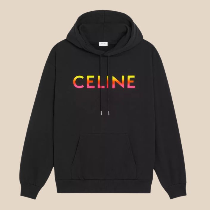 Celine 22Aw Gradation Logo Print Pullover Hoodie Black