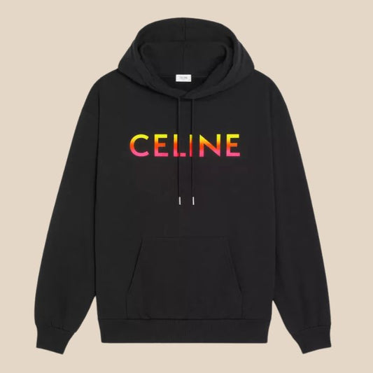 Celine 22Aw Gradation Logo Print Pullover Hoodie Black