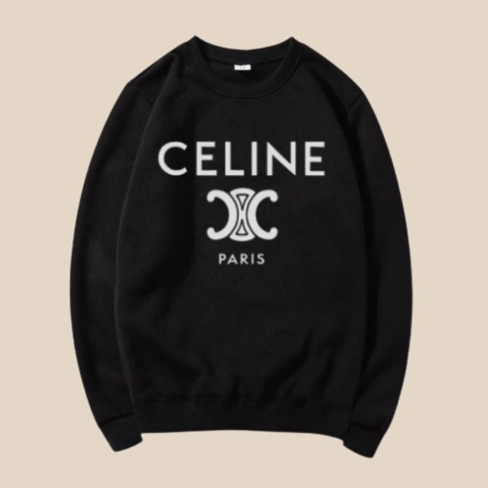 Celine Triomphe Logo Printed Black Sweatshirt
