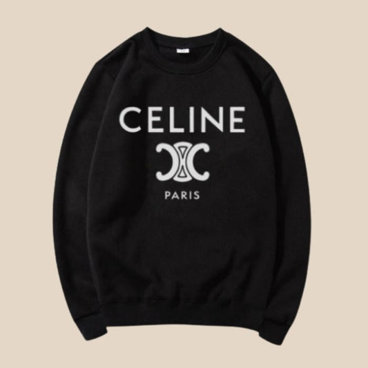 Celine Triomphe Logo Printed Black Sweatshirt