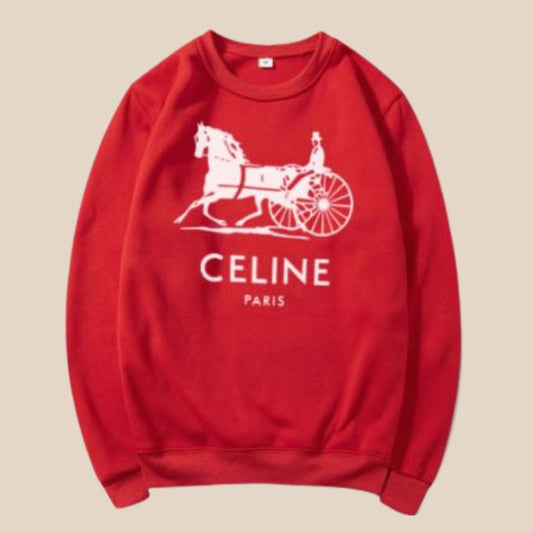 Celine Cotton Cashmere Sulky Red Sweatshirt