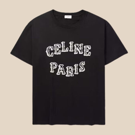 Celine paris Cotton-Jersey T-Shirt Black
