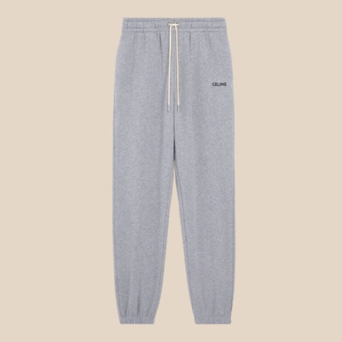 Celine-Embroidered Track Pants In Cotton Grey/ Black