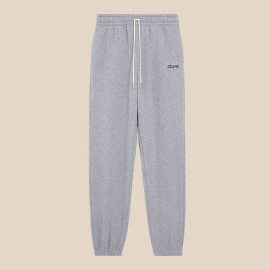 Celine-Embroidered Track Pants In Cotton Grey/ Black