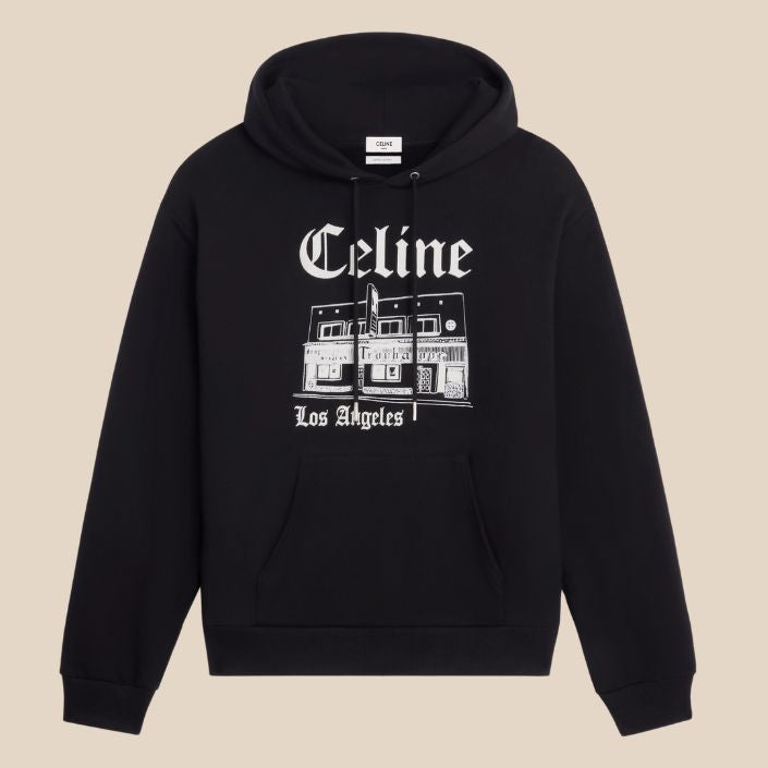 Troubadour Loose Hoodie In Cotton Fleece – Black / White