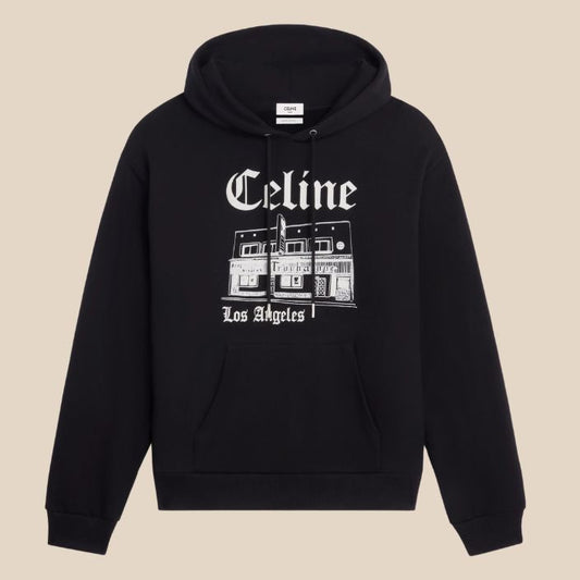 Troubadour Loose Hoodie In Cotton Fleece – Black / White