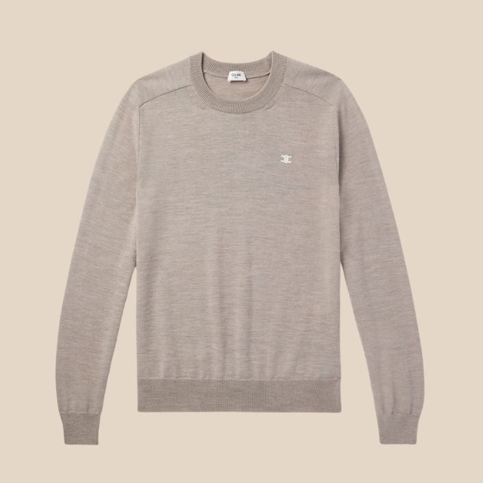 Celine Homme Triomphe Logo-Embroidered Wool Sweater