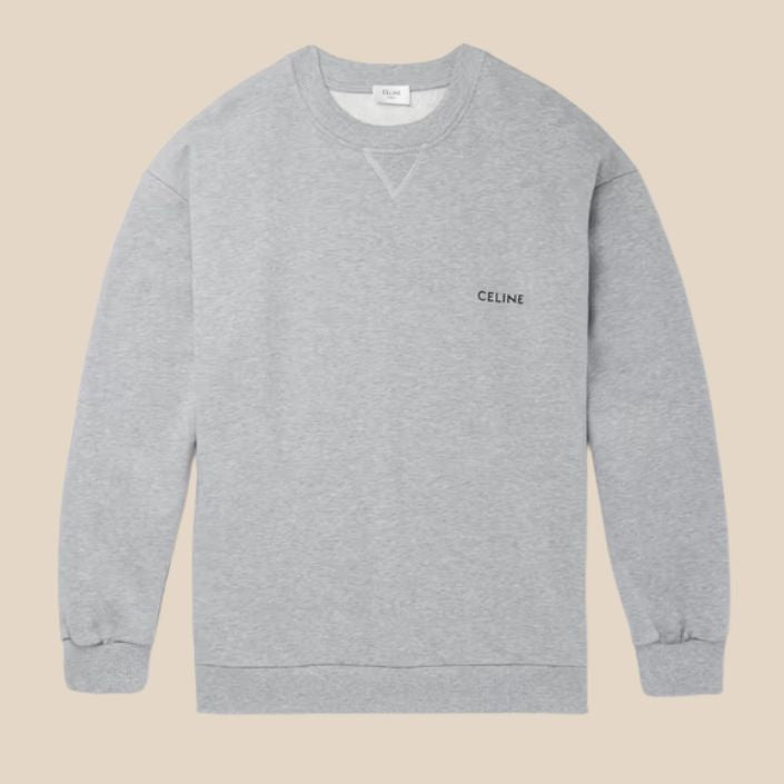 Celine Logo-Print Stretch-Cotton Jersey Sweatshirt